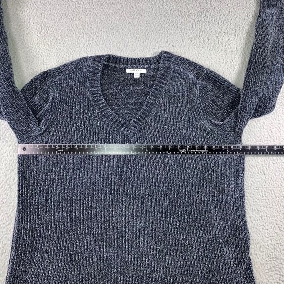 ORVIS V Neck Chenille Knit Sweater Women XL Blue Marled Long Sleeve Cozy Casual - Picture 6 of 10